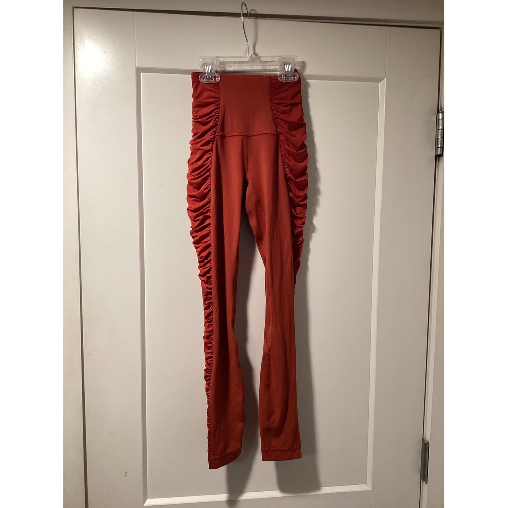 Lululemon Align High Rise Ruched Leggings Size 0 Rust Orange Nulu Yoga Pants